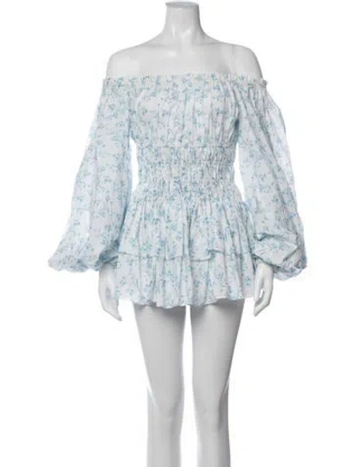Pre-owned Caroline Constas Floral Print Mini Dress In Blue