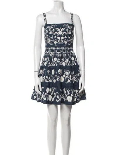 Pre-owned Caroline Constas Floral Print Mini Dress In Blue