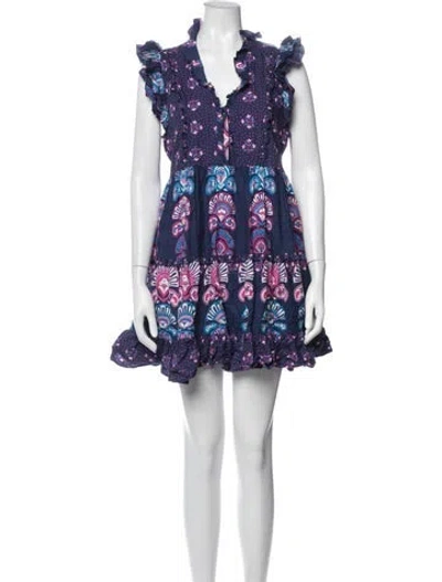 Pre-owned Caroline Constas Floral Print Mini Dress In Blue