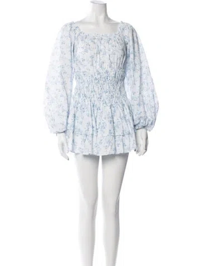 Pre-owned Caroline Constas Floral Print Mini Dress In Blue