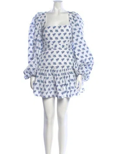 Pre-owned Caroline Constas Floral Print Mini Dress In Blue/white