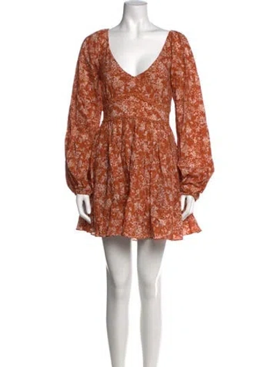 Pre-owned Caroline Constas Floral Print Mini Dress In Brown