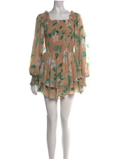 Pre-owned Caroline Constas Floral Print Mini Dress In Brown