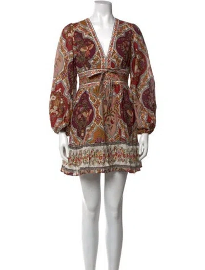Pre-owned Caroline Constas Floral Print Mini Dress In Brown