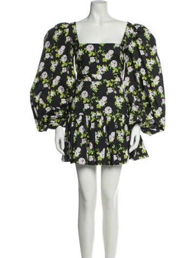 Pre-owned Caroline Constas Floral Print Mini Dress In Gray