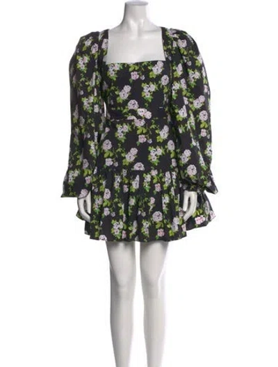 Pre-owned Caroline Constas Floral Print Mini Dress In Gray