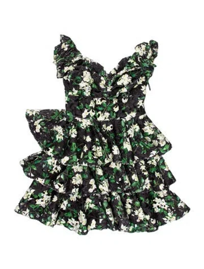Pre-owned Caroline Constas Floral Print Mini Dress In Green