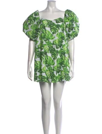 Pre-owned Caroline Constas Floral Print Mini Dress In Green