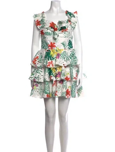 Pre-owned Caroline Constas Floral Print Mini Dress In Green