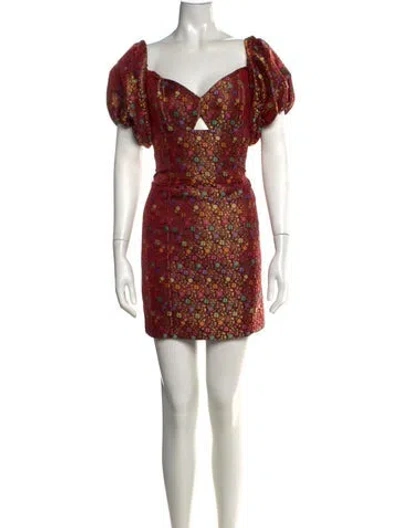 Pre-owned Caroline Constas Floral Print Mini Dress In Metallic/neutrals