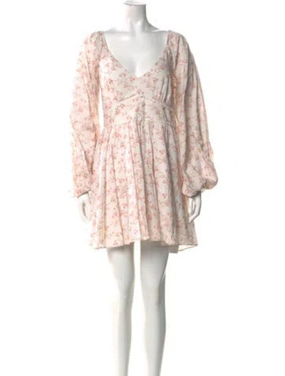 Pre-owned Caroline Constas Floral Print Mini Dress In Neutral