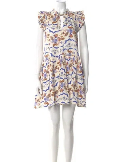 Pre-owned Caroline Constas Floral Print Mini Dress In Neutral