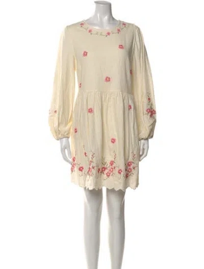 Pre-owned Caroline Constas Floral Print Mini Dress In Neutral
