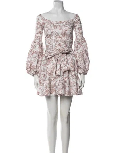 Pre-owned Caroline Constas Floral Print Mini Dress In Neutrals