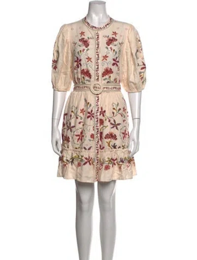Pre-owned Caroline Constas Floral Print Mini Dress In Neutrals