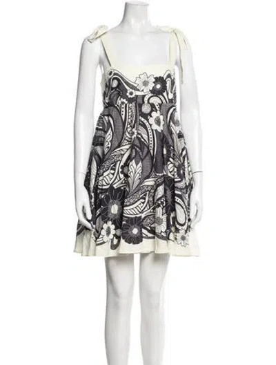 Pre-owned Caroline Constas Floral Print Mini Dress In Neutrals