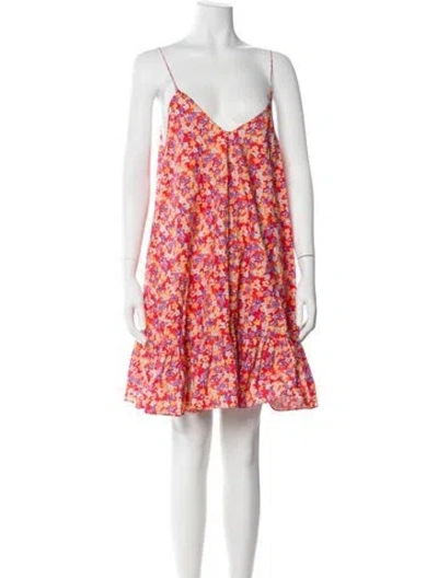 Pre-owned Caroline Constas Floral Print Mini Dress In Orange
