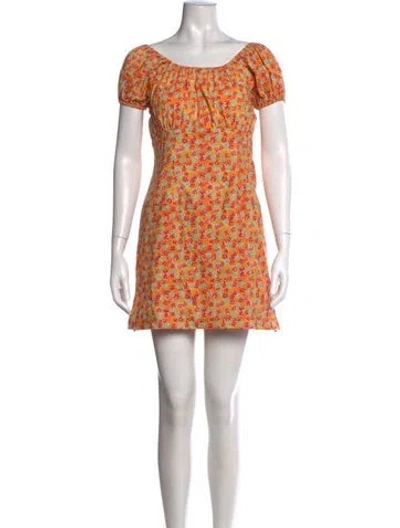 Pre-owned Caroline Constas Floral Print Mini Dress In Orange