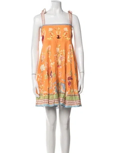 Pre-owned Caroline Constas Floral Print Mini Dress In Orange