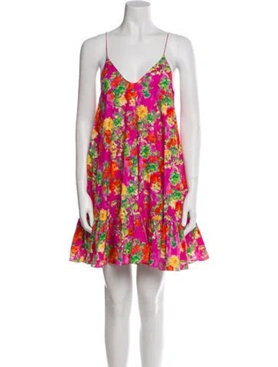 Pre-owned Caroline Constas Floral Print Mini Dress In Pink