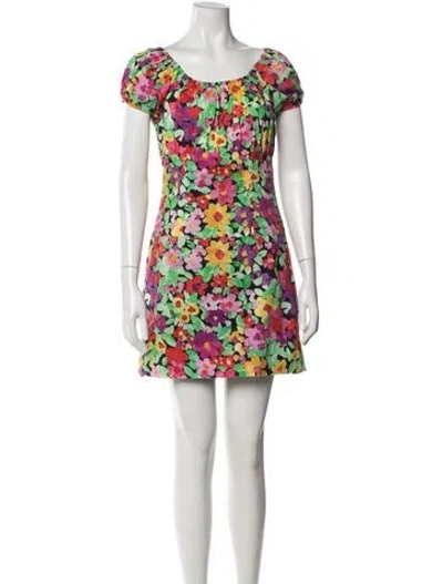 Pre-owned Caroline Constas Floral Print Mini Dress In Pink