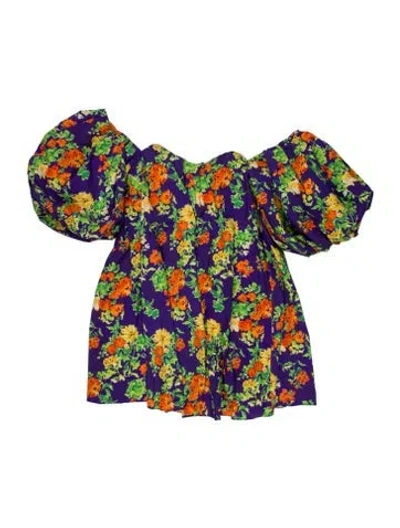 Pre-owned Caroline Constas Floral Print Mini Dress In Purple