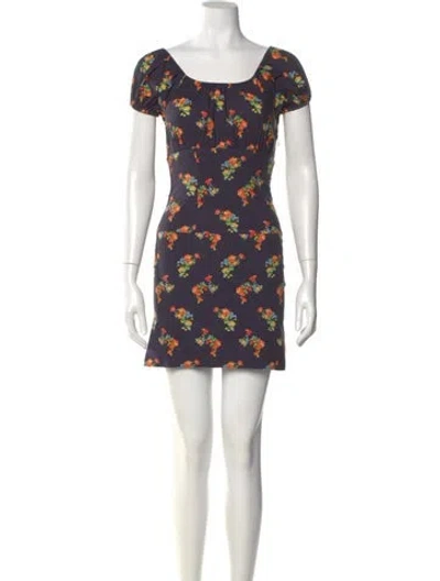 Pre-owned Caroline Constas Floral Print Mini Dress In Purple