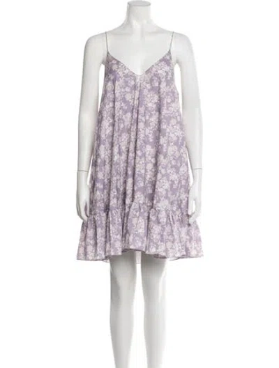 Pre-owned Caroline Constas Floral Print Mini Dress In Purple
