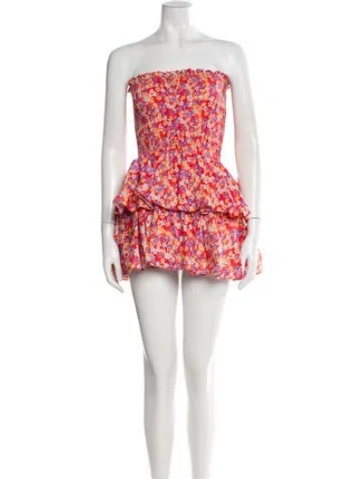Pre-owned Caroline Constas Floral Print Mini Dress In Red