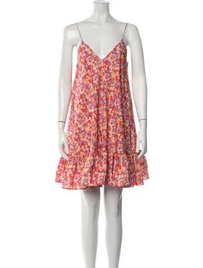 Pre-owned Caroline Constas Floral Print Mini Dress In Red