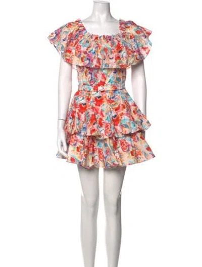 Pre-owned Caroline Constas Floral Print Mini Dress In Red