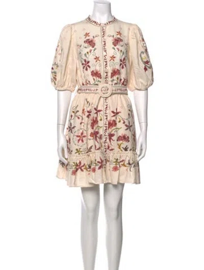 Pre-owned Caroline Constas Floral Print Mini Dress In Red/white