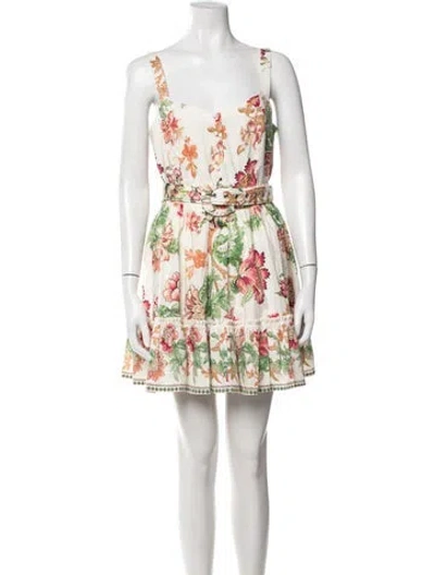 Pre-owned Caroline Constas Floral Print Mini Dress In Red/white