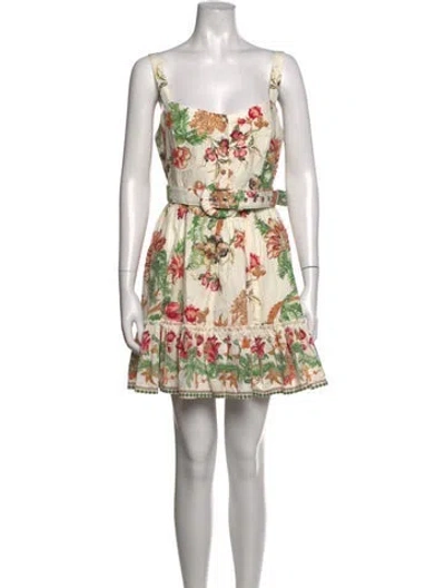 Pre-owned Caroline Constas Floral Print Mini Dress In Red/white