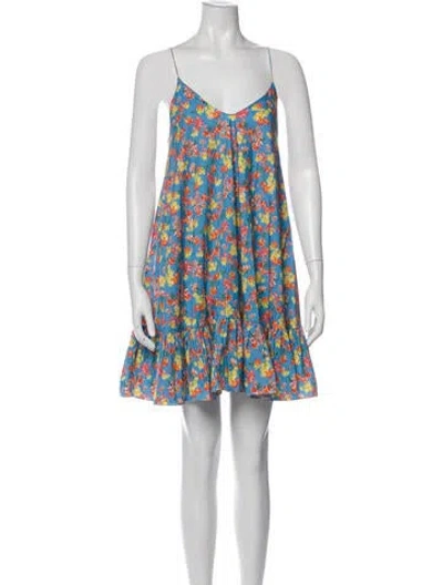 Pre-owned Caroline Constas Floral Print Mini Dress W/ Tags In Blue