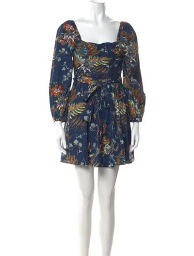 Pre-owned Caroline Constas Floral Print Mini Dress W/ Tags In Blue
