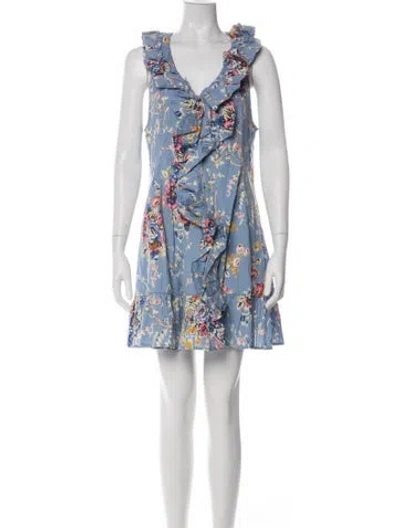 Pre-owned Caroline Constas Floral Print Mini Dress W/ Tags In Blue