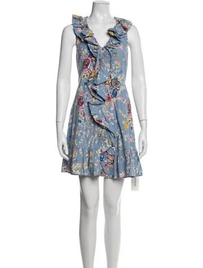 Pre-owned Caroline Constas Floral Print Mini Dress W/ Tags In Blue