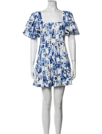 Pre-owned Caroline Constas Floral Print Mini Dress W/ Tags In Blue