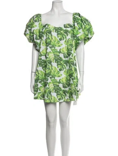Pre-owned Caroline Constas Floral Print Mini Dress W/ Tags In Green