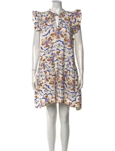 Pre-owned Caroline Constas Floral Print Mini Dress W/ Tags In Neutral