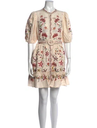 Pre-owned Caroline Constas Floral Print Mini Dress W/ Tags In Neutrals