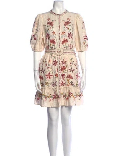 Pre-owned Caroline Constas Floral Print Mini Dress W/ Tags In Neutrals