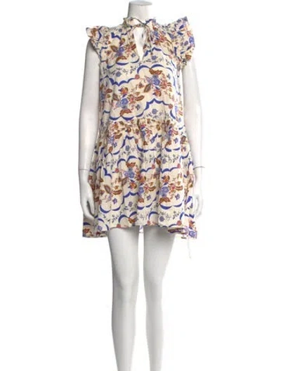 Pre-owned Caroline Constas Floral Print Mini Dress W/ Tags In Neutrals