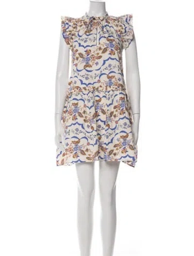 Pre-owned Caroline Constas Floral Print Mini Dress W/ Tags In White