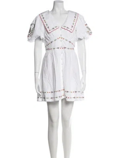 Pre-owned Caroline Constas Floral Print Mini Dress W/ Tags In White