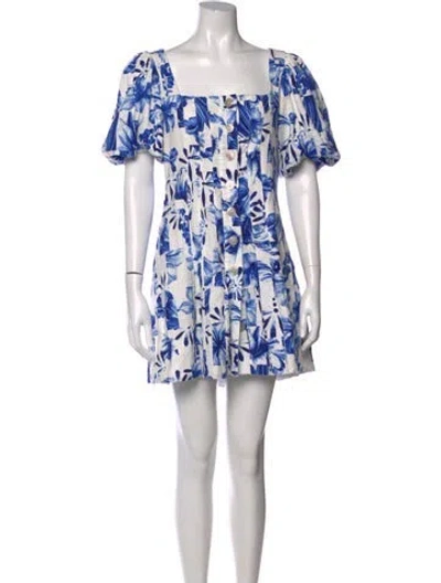 Pre-owned Caroline Constas Floral Print Mini Dress W/ Tags In White
