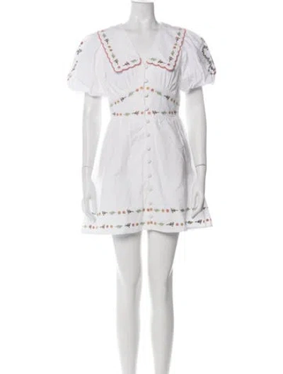 Pre-owned Caroline Constas Floral Print Mini Dress W/ Tags In White