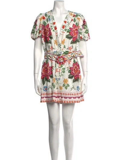 Pre-owned Caroline Constas Floral Print Mini Dress W/ Tags In White