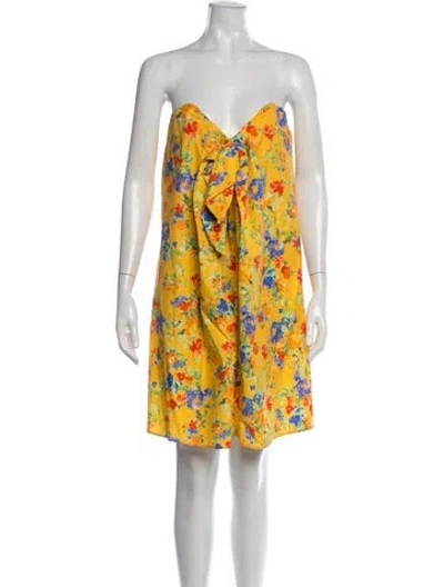 Pre-owned Caroline Constas Floral Print Mini Dress W/ Tags In Yellow